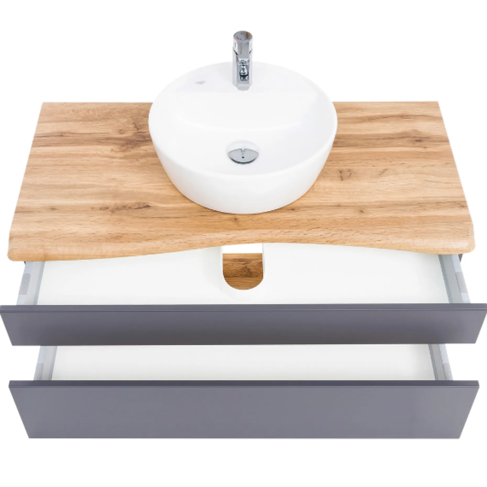 Waschtischunterschrank Vikas 101cm 2 Schubladen - anthrazit/pfirsich
