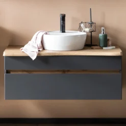 Waschtischunterschrank Vikas 101cm 2 Schubladen - anthrazit/pfirsich