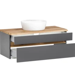 Waschtischunterschrank Vikas 101cm 2 Schubladen - anthrazit/pfirsich