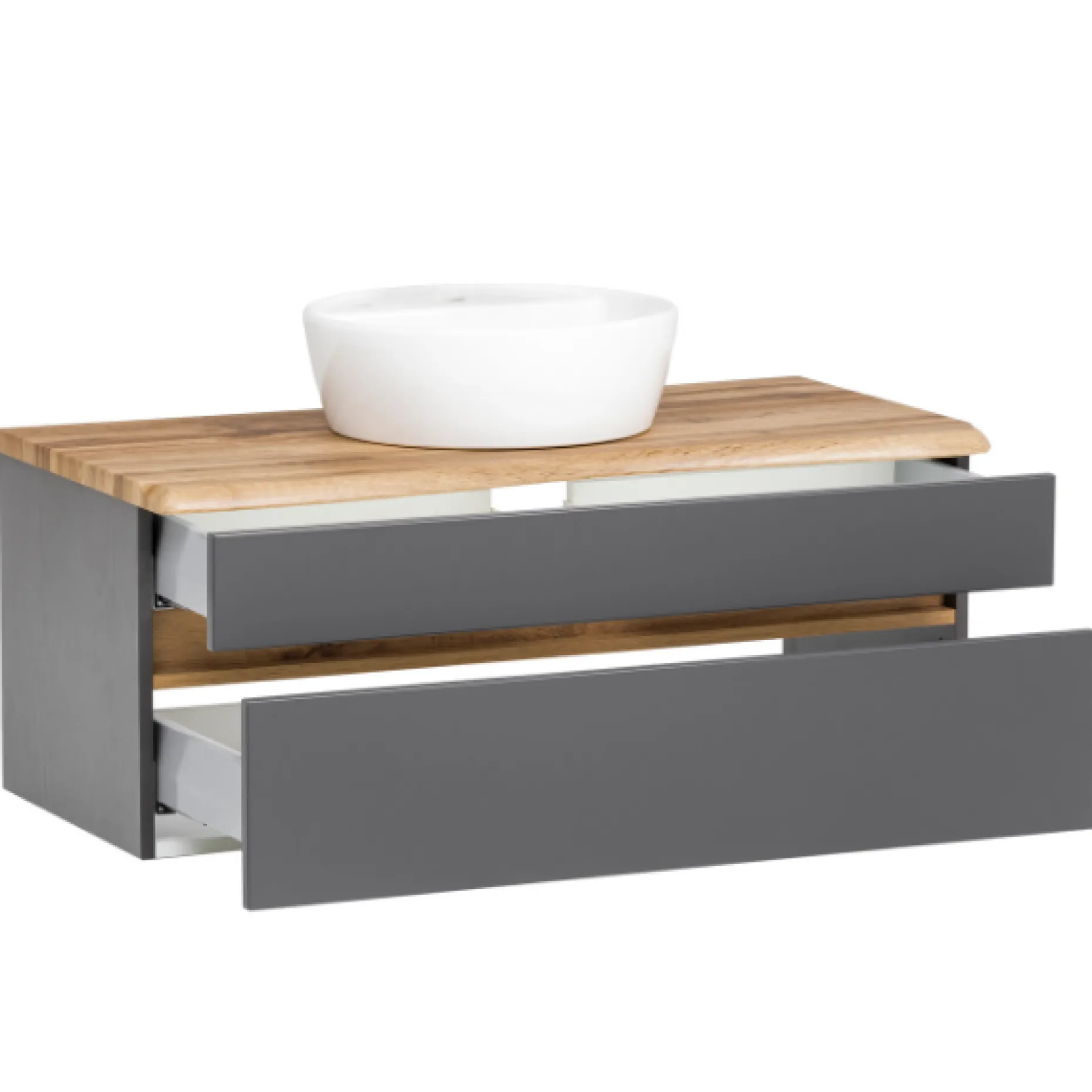 Waschtischunterschrank Vikas 101cm 2 Schubladen - anthrazit/pfirsich