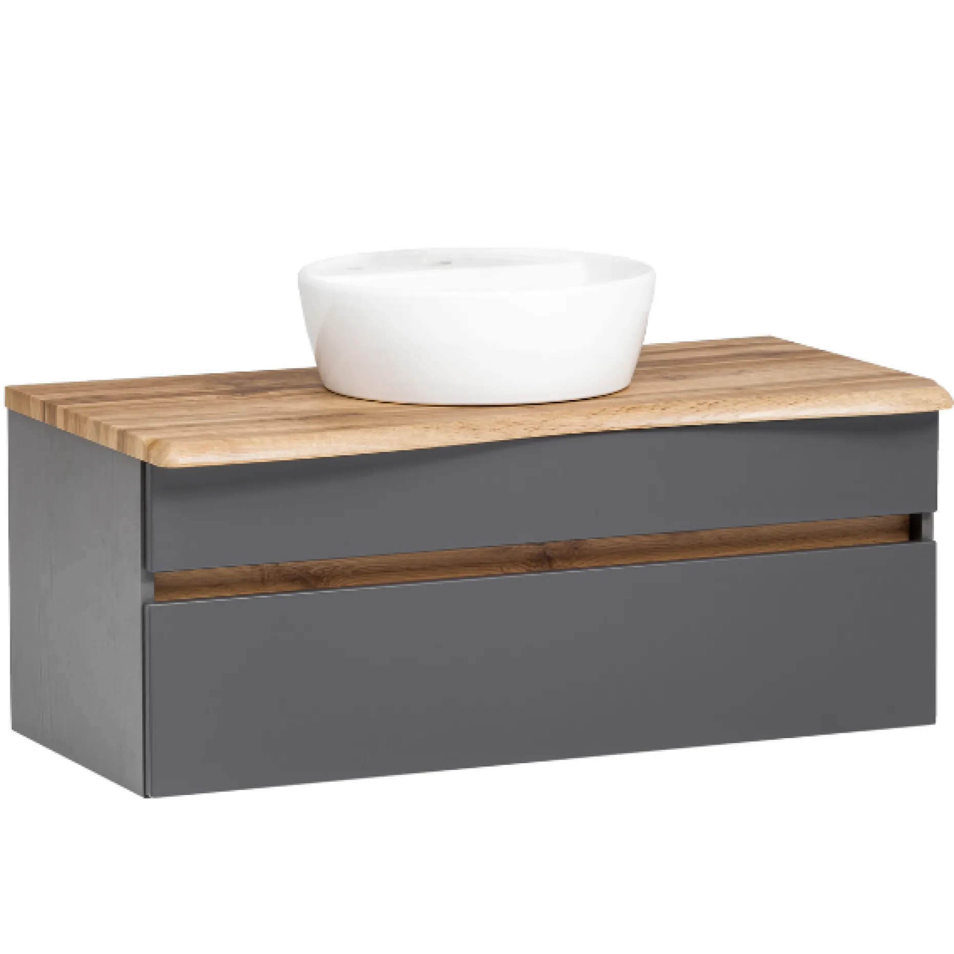 Waschtischunterschrank Vikas 101cm 2 Schubladen - anthrazit/pfirsich
