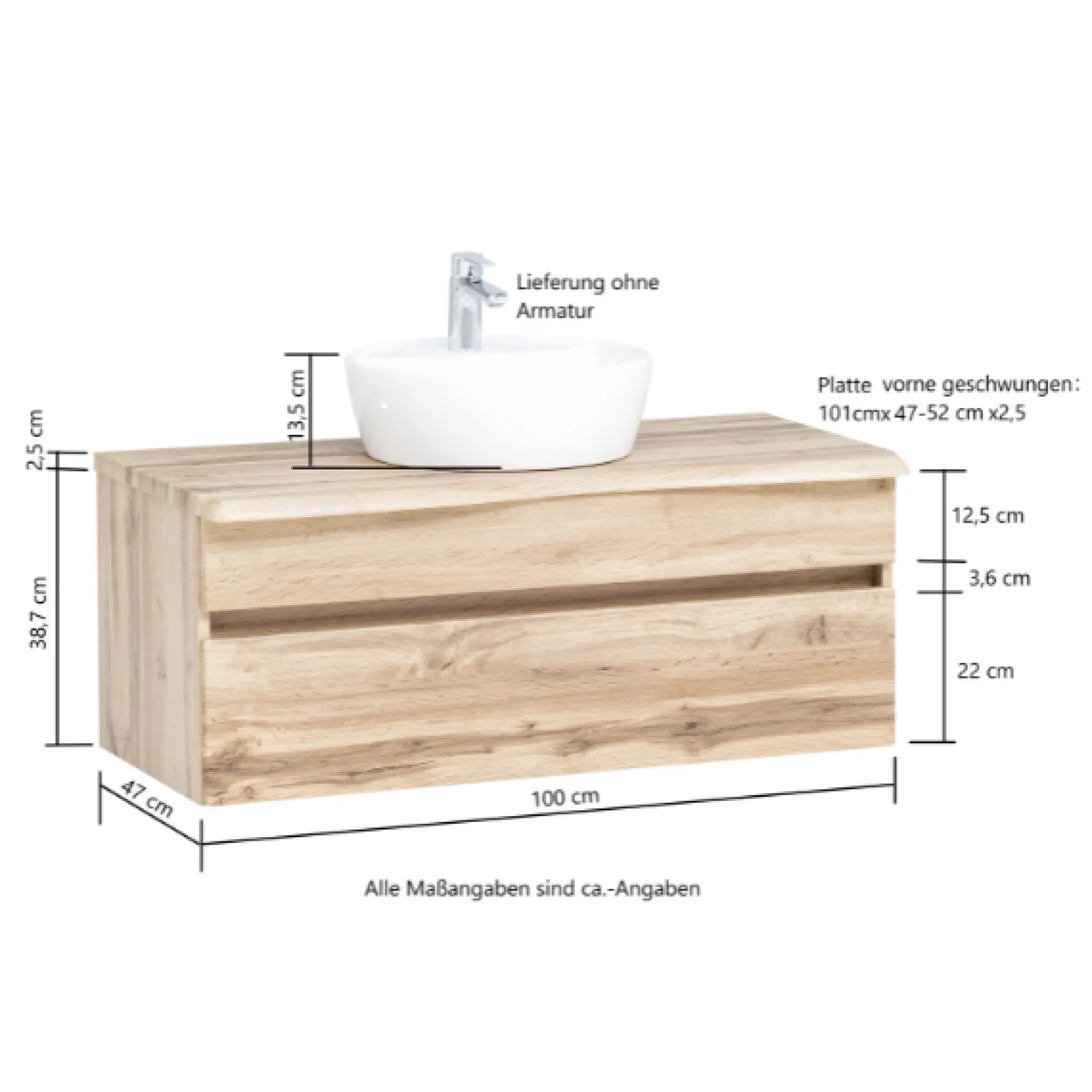 Waschtischunterschrank Vikas 101cm 2 Schubladen - anthrazit/pfirsich