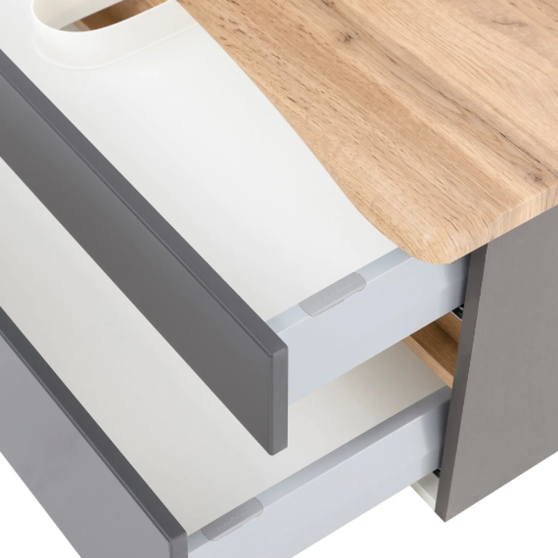Waschtischunterschrank Vikas 101cm 2 Schubladen - anthrazit/pfirsich