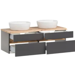 Waschtischunterschrank Vikas 121cm 4 Schubladen - anthrazit/gelb
