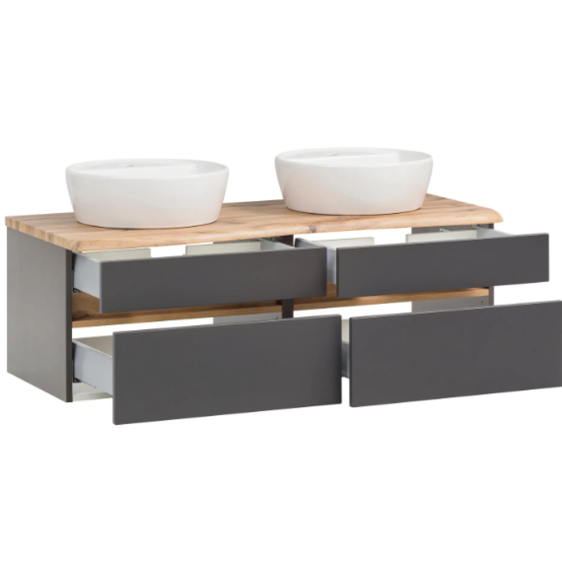 Waschtischunterschrank Vikas 121cm 4 Schubladen - anthrazit/gelb
