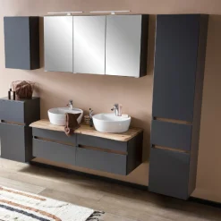 Waschtischunterschrank Vikas 121cm 4 Schubladen - anthrazit/gelb