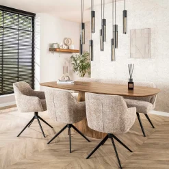 Emob Wave Esstisch 215cm - Massiv Mango Sand