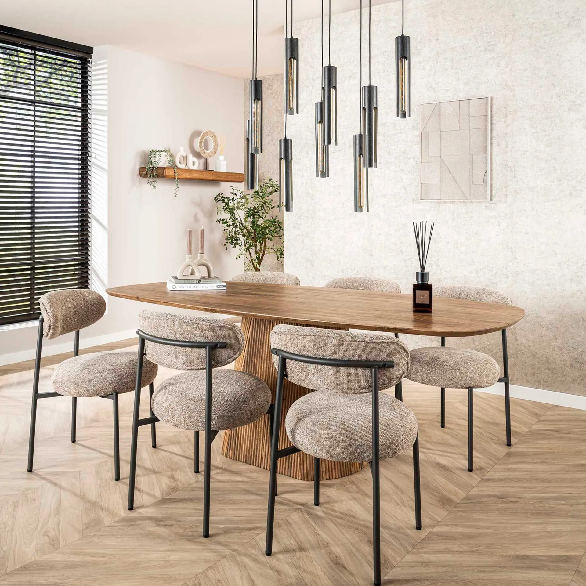 Emob Wave Esstisch 215cm - Massiv Mango Sand