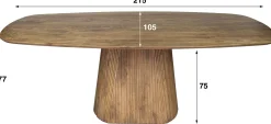 Emob Wave Esstisch 215cm - Massiv Mango Sand