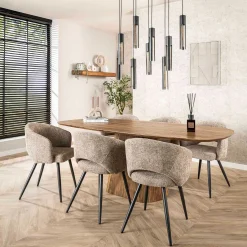 Emob Wave Esstisch 215cm - Massiv Mango Sand
