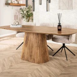Emob Wave Esstisch 215cm - Massiv Mango Sand