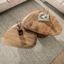 Emob Wave Triangular Top Couchtisch Set/2 - Massiv Mango Sand