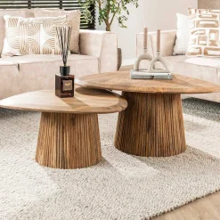 Emob Wave Triangular Top Couchtisch Set/2 - Massiv Mango Sand
