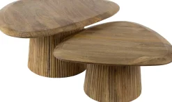 Emob Wave Triangular Top Couchtisch Set/2 - Massiv Mango Sand