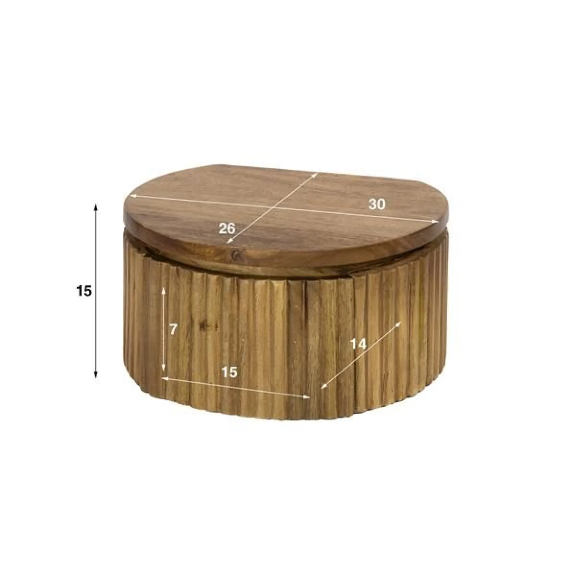 Wave XS Runder Nachttisch mit 1 Schublade - Massiv Mango Sand
