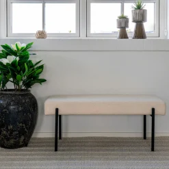 House Nordic e Bouclé-Bank mit schwarzen Beinen - 100x36x42,5 cm