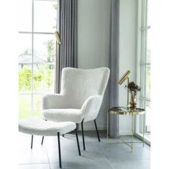 House Nordic e Glasgow Fußstütze - Kuscheliges Lammfell und schwarze Beine