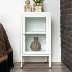 Weißer Dalby-Schrank mit Glastür