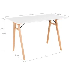 House Nordic er Vojens-Schreibtisch - 120x60x75 cm | MDF, Rubberwood