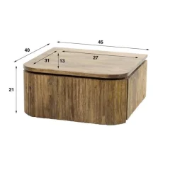 WelleNachttisch - Farbe Mango-Sand massiv