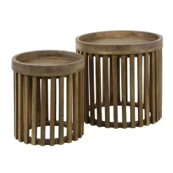 Emob WesSatz von 2 Couchtischen - sandfarbenes Mangoholz