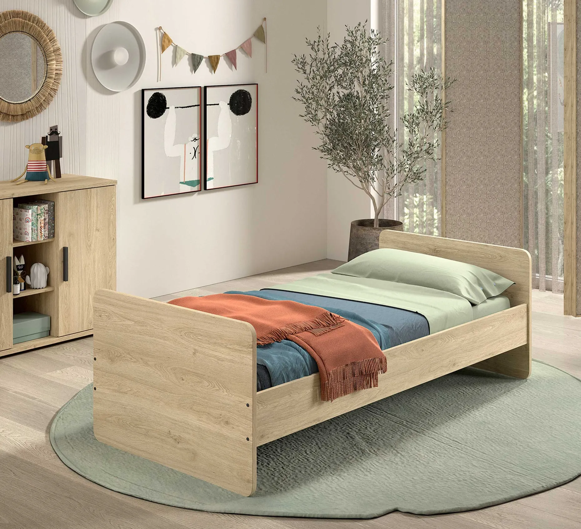 Wickelkommode Sammie - 60x120cm - 90x200cm - Eiche Dekor