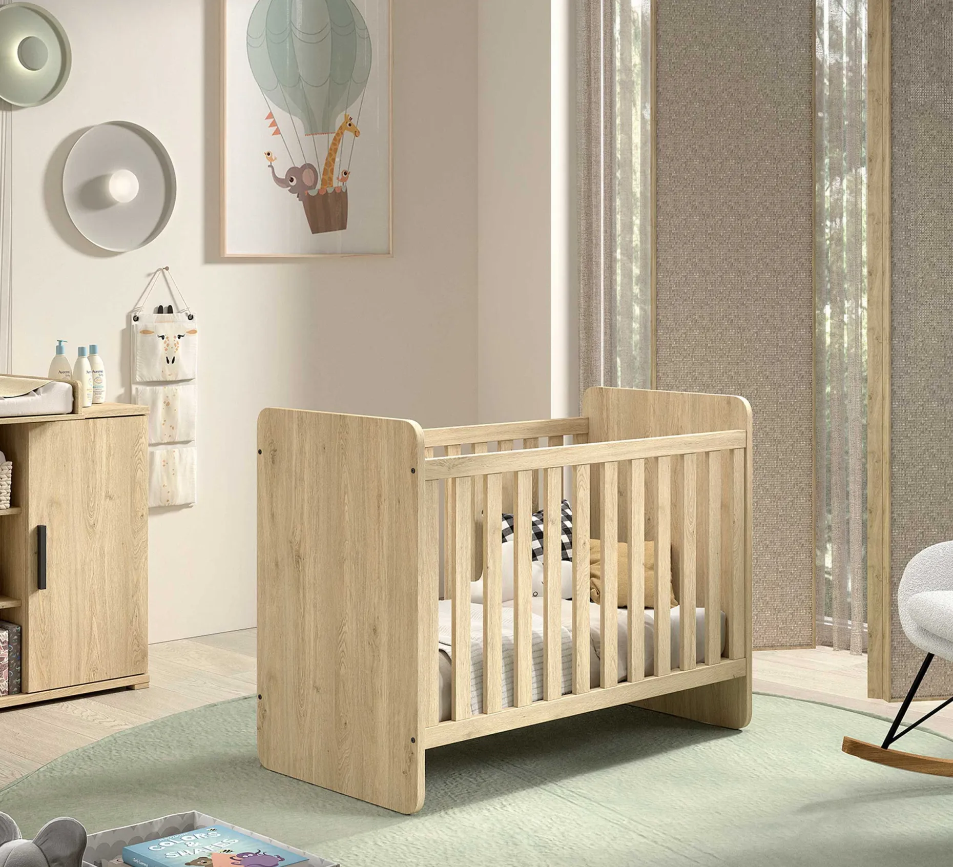 Wickelkommode Sammie - 60x120cm - 90x200cm - Eiche Dekor