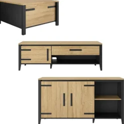 Gautier - Gami Wohnzimmerset Cork | Couchtisch, TV-Schrank, Sideboard | Gold Oak Design