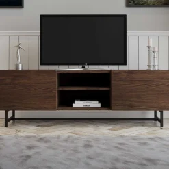 Wood TV-Ständer | METALLRAHMEN | Walnuss