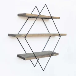 Wr007 Dekoratives Wandregal aus Holz | 100 % Fichtenholz | Walnuss, Schwarz