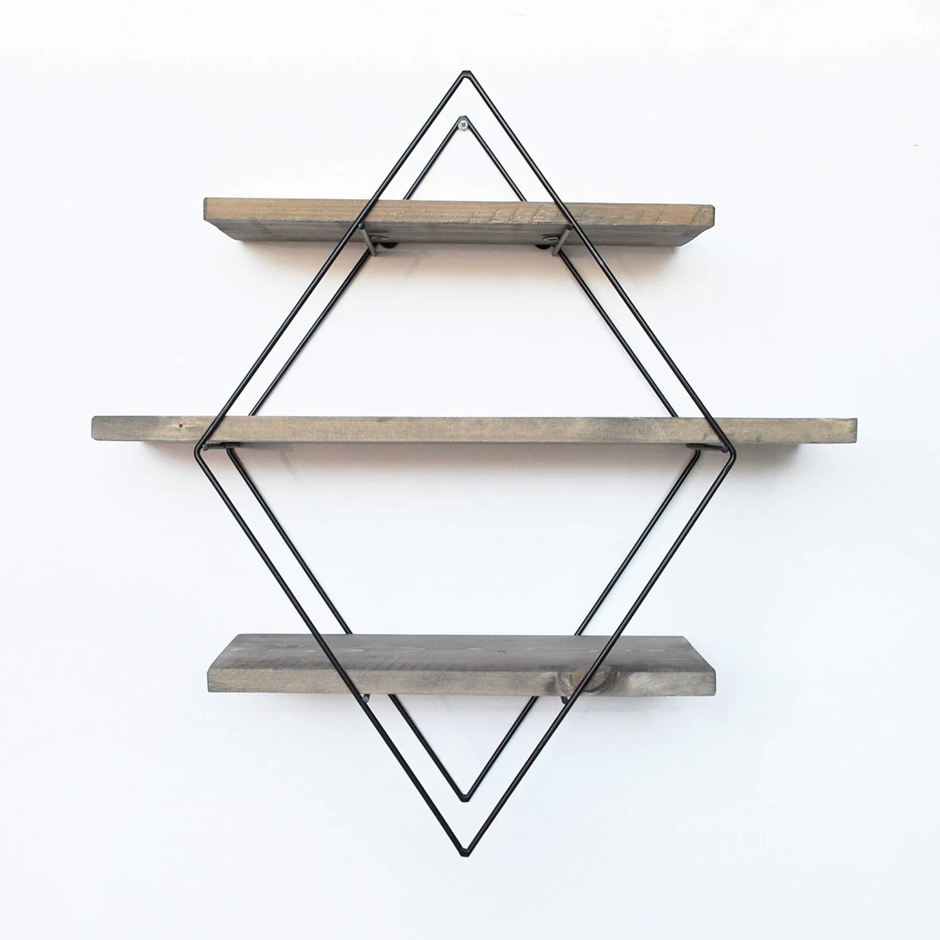 Wr007 Dekoratives Wandregal aus Holz | 100 % Fichtenholz | Walnuss, Schwarz
