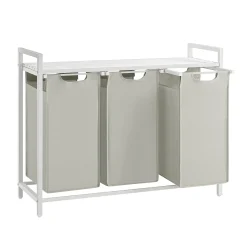 Vasagle Wäschekorb mit Regal Polly | Drei Fächer | 92,5 x 33 x 72 cm |