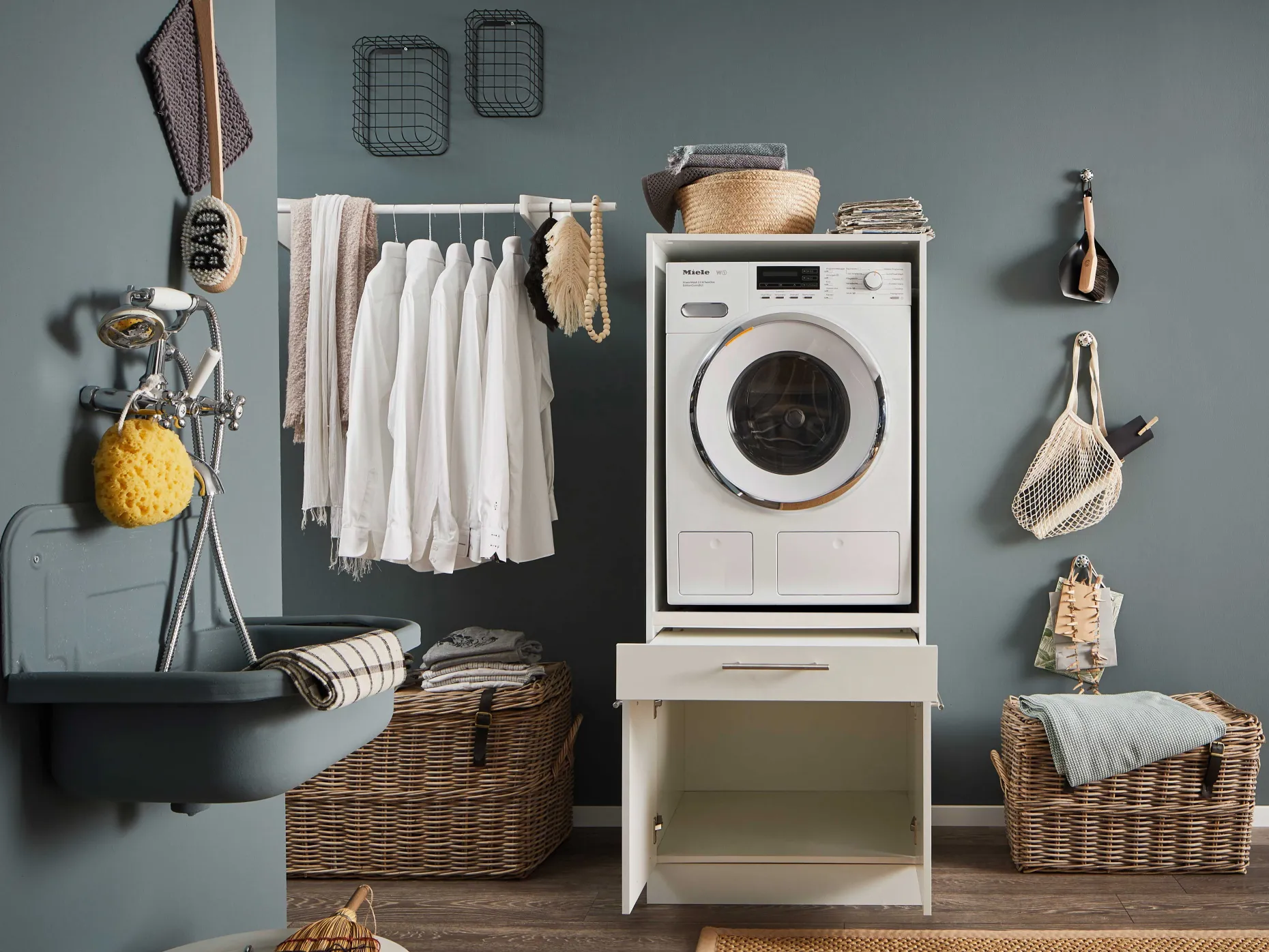 Wäscheschrank Laundreezy | 68 x 68 x 162 cm | Weiß