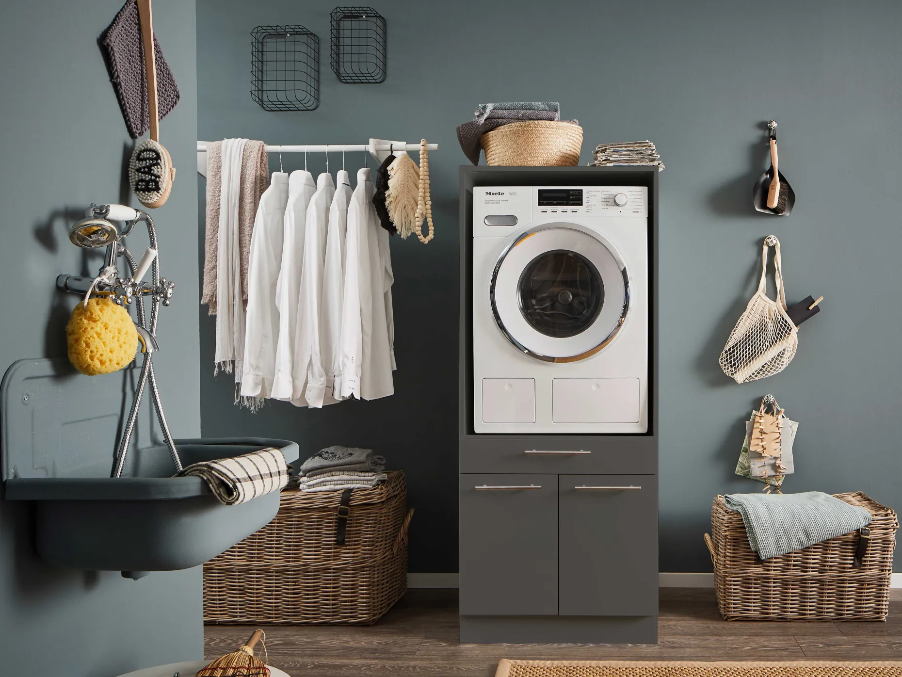 Wäscheschrank Laundreezy | 68 x 68 x 162 cm | Anthrazit