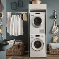 Wäscheschrank Laundreezy | 68 x 68 x 200 cm | Weiß