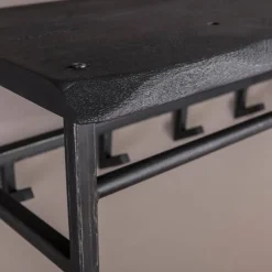 YucaRegalständer 6 Haken -schwarzes massives Akazienholz