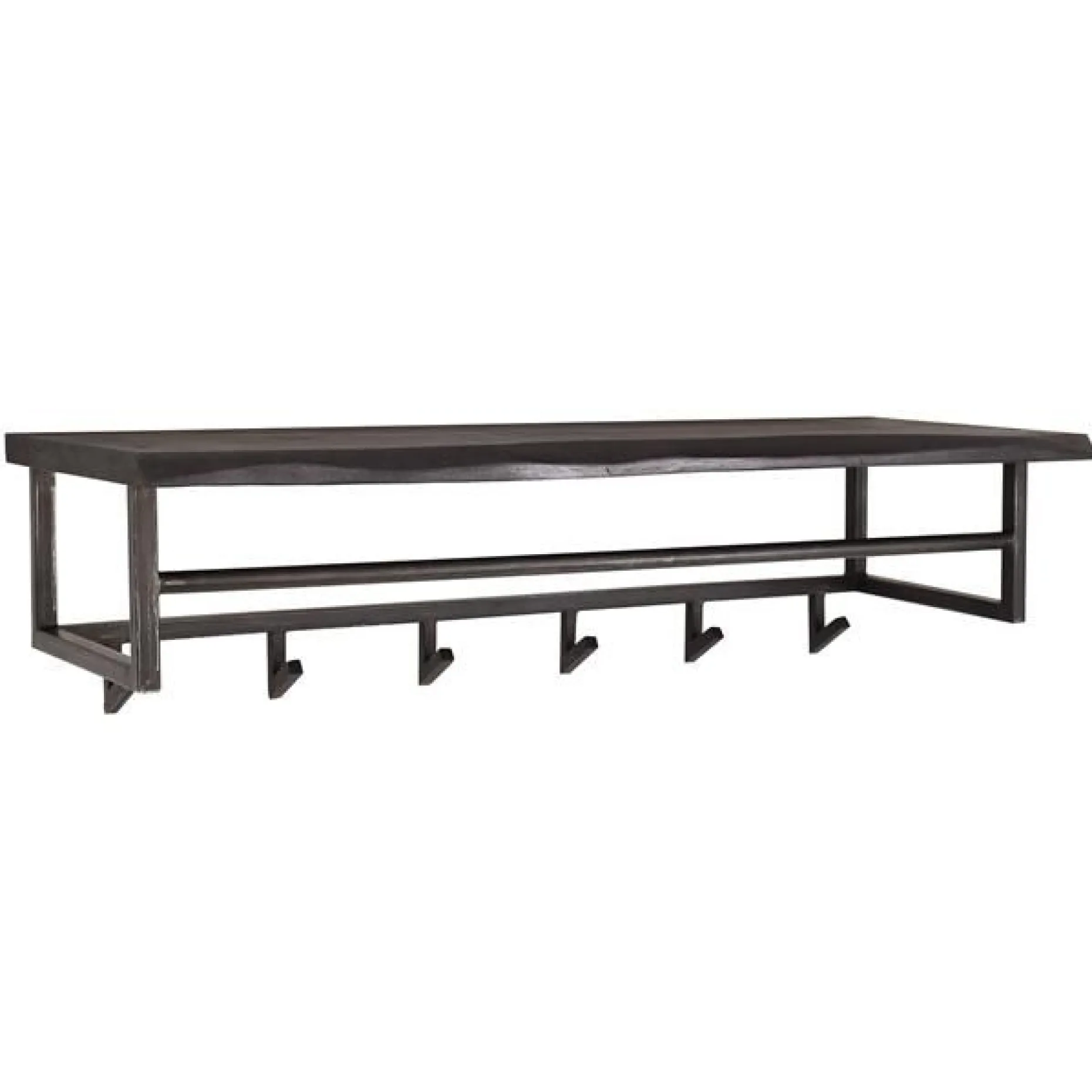 YucaRegalständer 6 Haken -schwarzes massives Akazienholz
