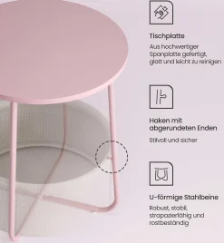 Vasagle Zoë Beistelltisch mit Korb ø45cm - /weiß