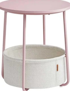 Vasagle Zoë Beistelltisch mit Korb ø45cm - /weiß