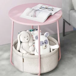 Vasagle Zoë Beistelltisch mit Korb ø45cm - /weiß
