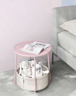 Vasagle Zoë Beistelltisch mit Korb ø45cm - /weiß