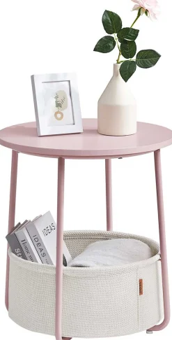 Vasagle Zoë Beistelltisch mit Korb ø45cm - /weiß