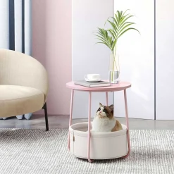 Vasagle Zoë Beistelltisch mit Korb ø45cm - /weiß
