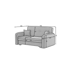 Emob Zweisitziges Sofa mit Schlaffunktion Laina | 155 x 105 x 75 cm | Dunkel