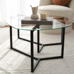 Emob Zweite Chance Locelso Couchtisch-Set | 100% gehärtetes Glas | 6mm Dicke | mattiert