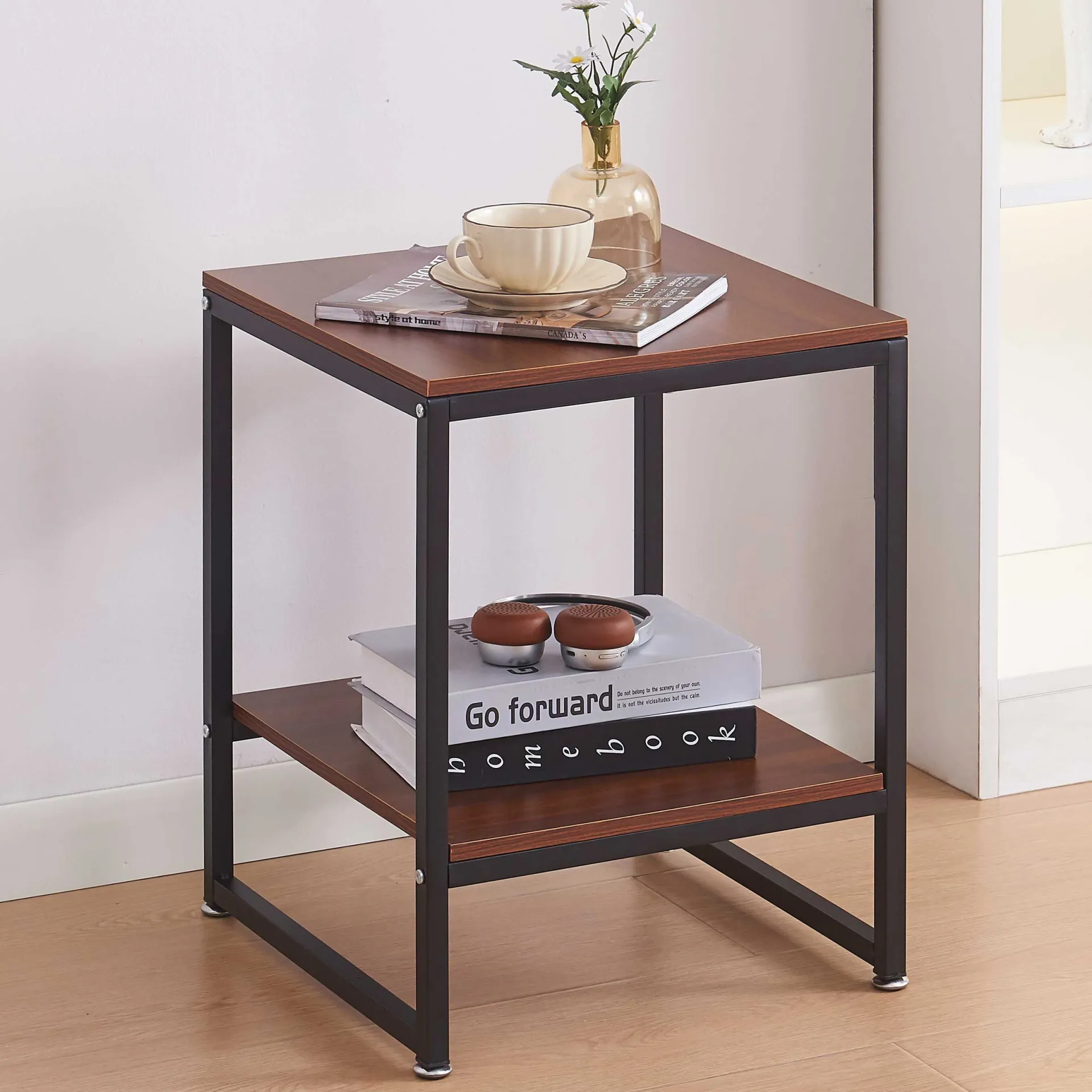 Emob Exclusive Zweite Chance Nik Beistelltisch - 40x40x50cm - schwarz/Walnuss