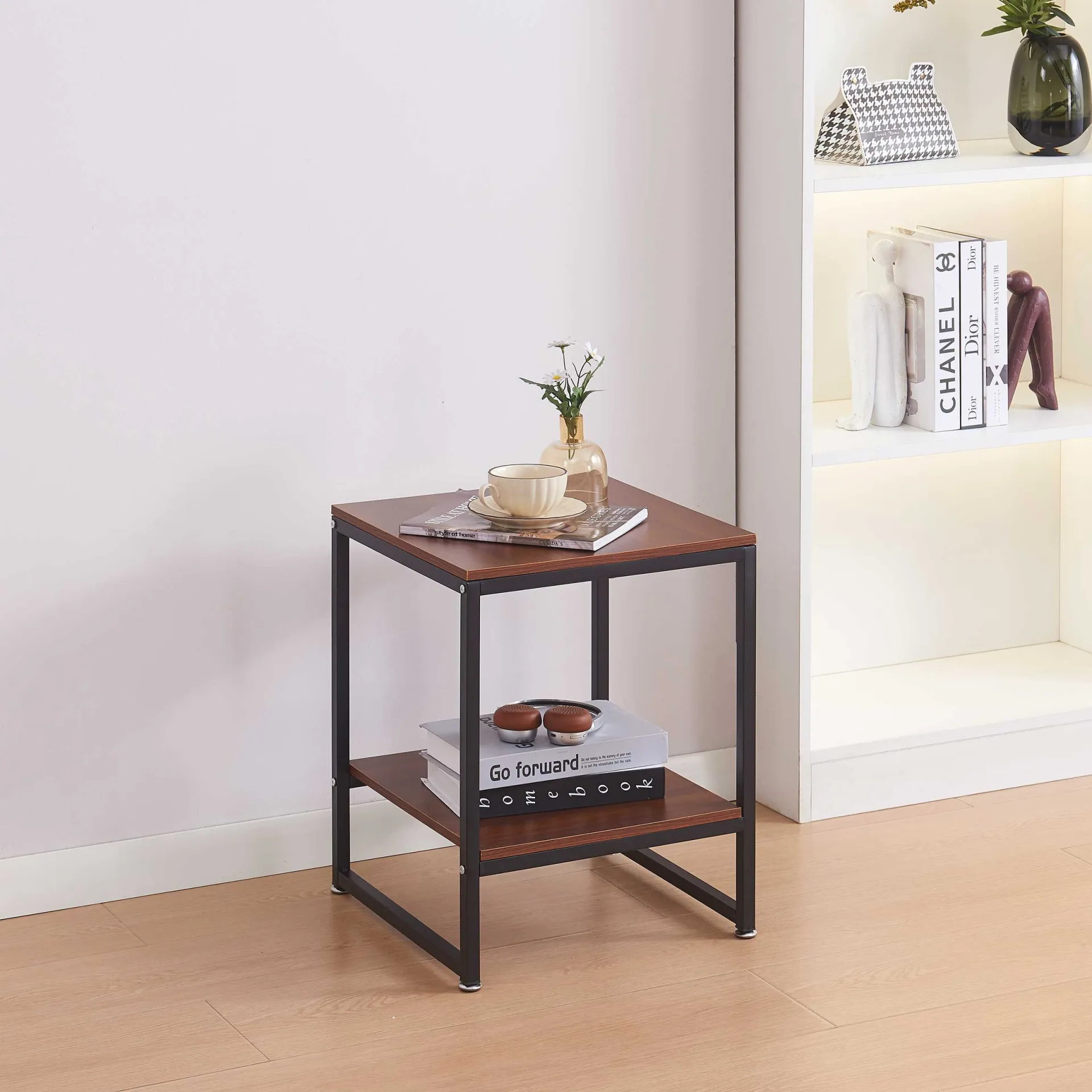 Emob Exclusive Zweite Chance Nik Beistelltisch - 40x40x50cm - schwarz/Walnuss