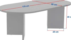 Emob Zweite Chance Ovaler Couchtisch Sable - 119x60x40cm - Nussbaum Dekor
