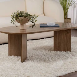 Emob Zweite Chance Ovaler Couchtisch Sable - 119x60x40cm - Nussbaum Dekor
