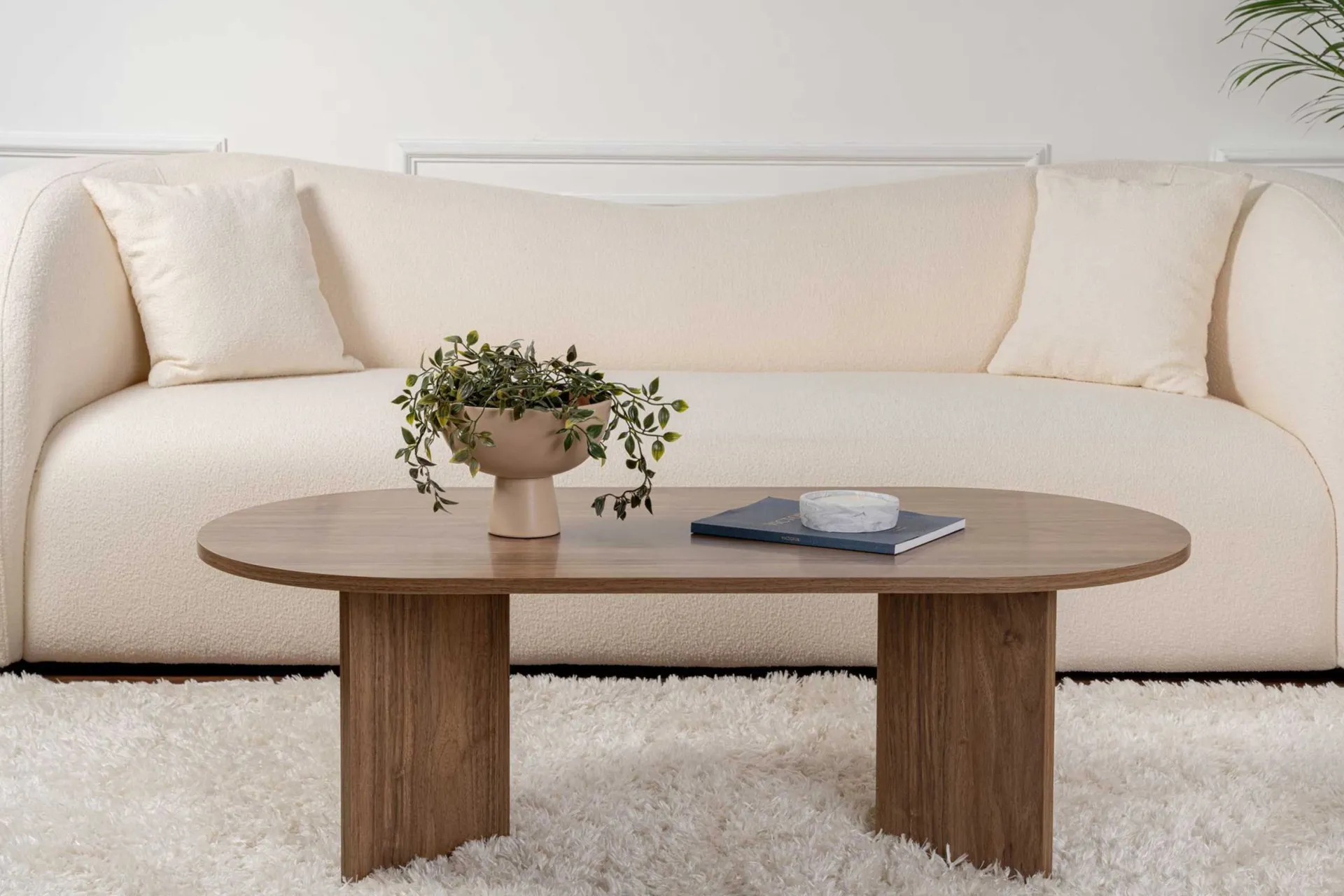 Emob Zweite Chance Ovaler Couchtisch Sable - 119x60x40cm - Nussbaum Dekor